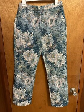 Anthropologie Blue Floral Tapestry Pants En Saison